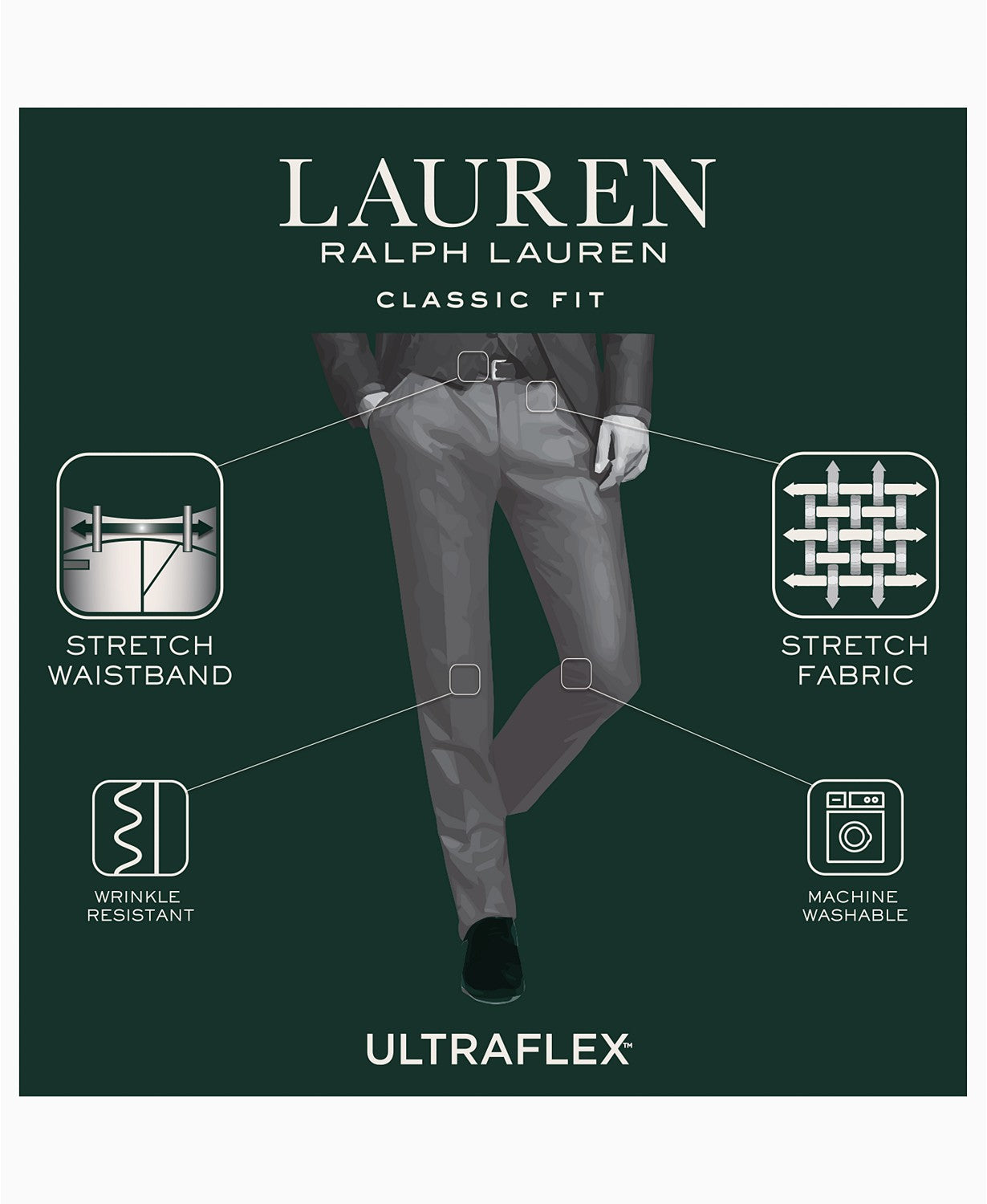 Lauren Ralph Lauren Mens Microtwill Ultraflex Dress Pants Grey 38 x 29