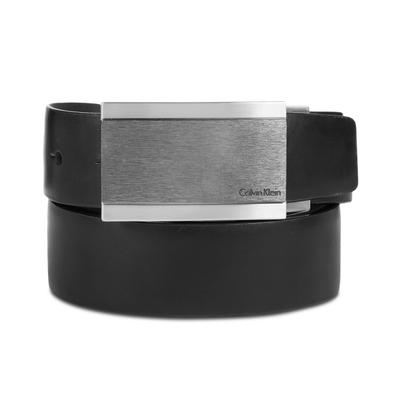 CALVIN KLEIN Men's Plaque Buckle Reversible Leather Belt Black Brown 30