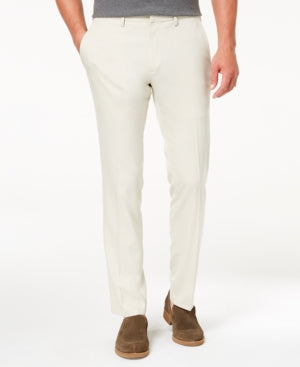 Kenneth Cole Mens Slim fit Dress Pants 38 / 30 Beige Solid Stretch