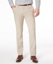 Kenneth Cole Mens Slim fit Chinos Pants 34 / 32 Beige Check Stretch