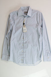 Canali Mens Modern Fit Circle Print Sport Shirt Large Blue / White