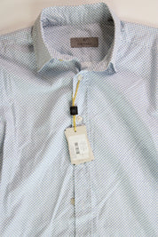 Canali Mens Modern Fit Circle Print Sport Shirt Large Blue / White
