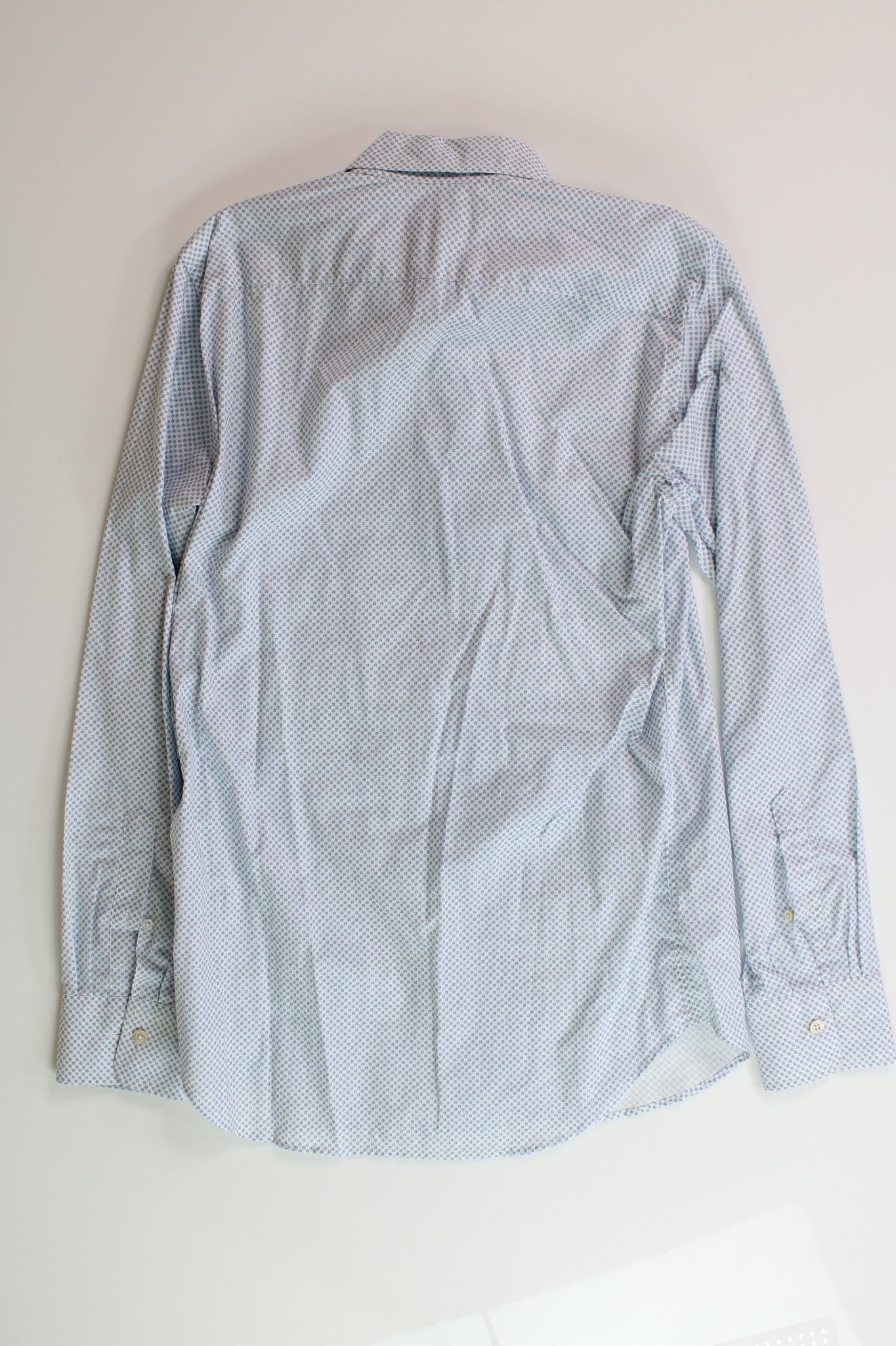 Canali Mens Modern Fit Circle Print Sport Shirt Large Blue / White