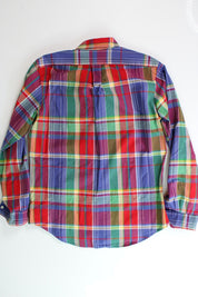 Polo Ralph Lauren Mens Classic Fit Plaid Button Oxford Shirt Medium Red Blue