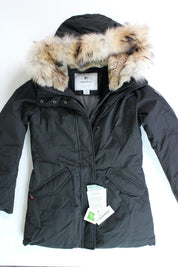 WOOLRICH Womens Valentine Fur Trim Parka Coat XS Black Down