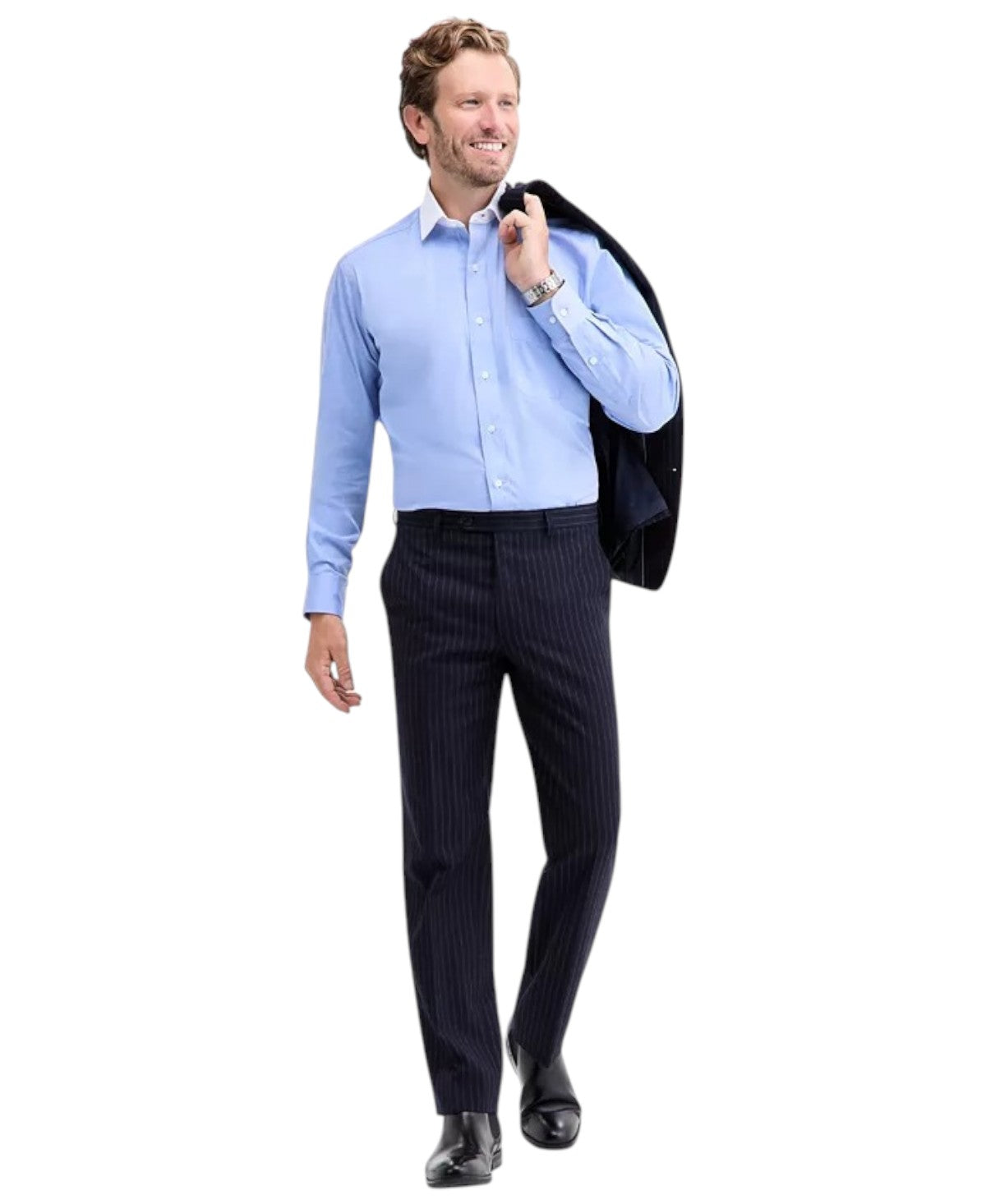 Michael Kors Mens Classic fit Dress Pants 36 / 30 Navy Blue Striped Stretch