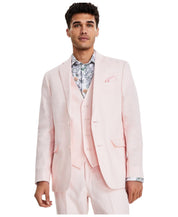 Bar Iii Mens Slim fit Sport Coat Blazer 44 S Light Pink Solid Linen Linen