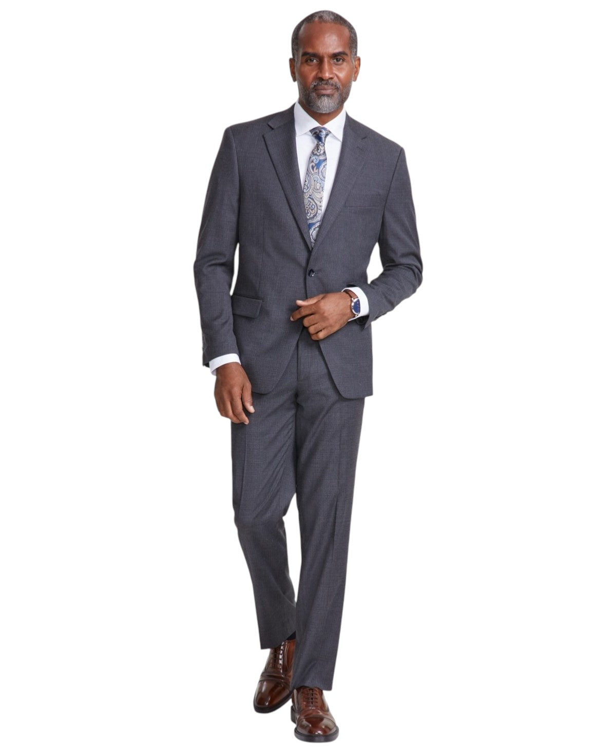 Tallia Mens Classic fit Suit Jacket Blazer 40 R Charcoal Grey Solid