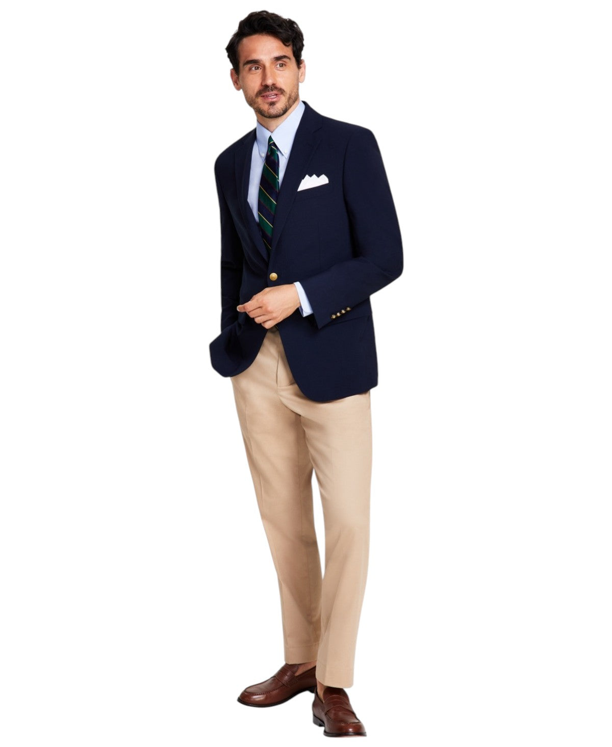 Brooks Brothers Mens Classic fit Sport Coat Blazer 42 R Navy Blue Solid Stretch