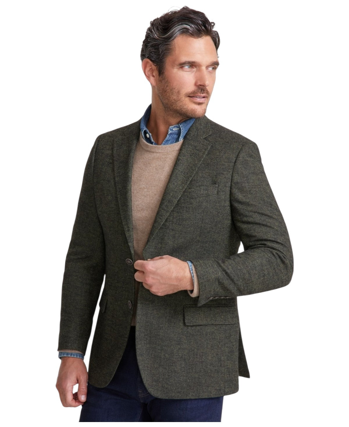 Nautica Mens Modern fit Sport Coat Blazer 36 R Hunter Green Herringbone