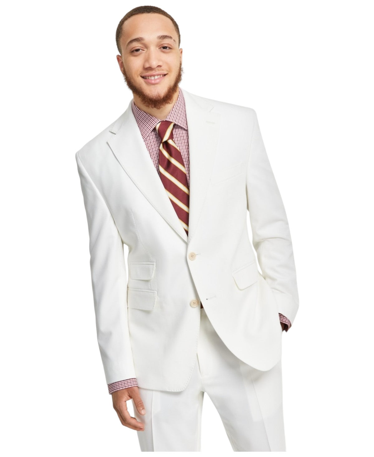 Tayion Collection Mens Classic fit Suit Jacket Blazer 52 R White Solid