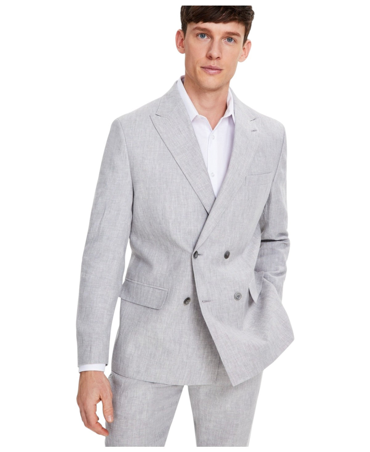 Tommy Hilfiger Mens Modern fit Double Breasted Suit Jacket Blazer 42 R Grey