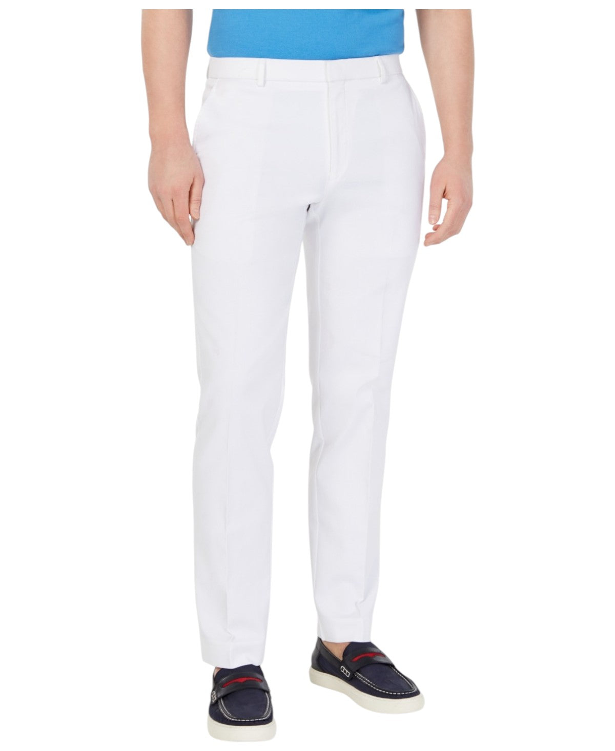Tommy Hilfiger Mens Modern fit Dress Pants 38 / 30 White Solid Stretch