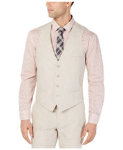 Bar III Mens Slim fit Button-Up Suit Vest Large Beige Solid