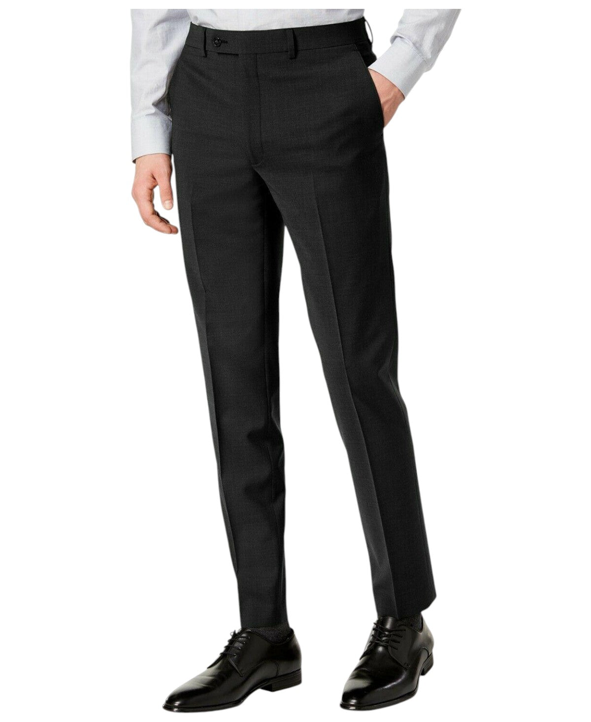 Calvin Klein Mens Skinny fit Dress Pants 42 / 30 Black Solid Stretch Wool