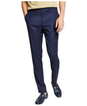 Bar Iii Mens Skinny fit Dress Pants 30 / 30 Navy Blue Plaid Wool