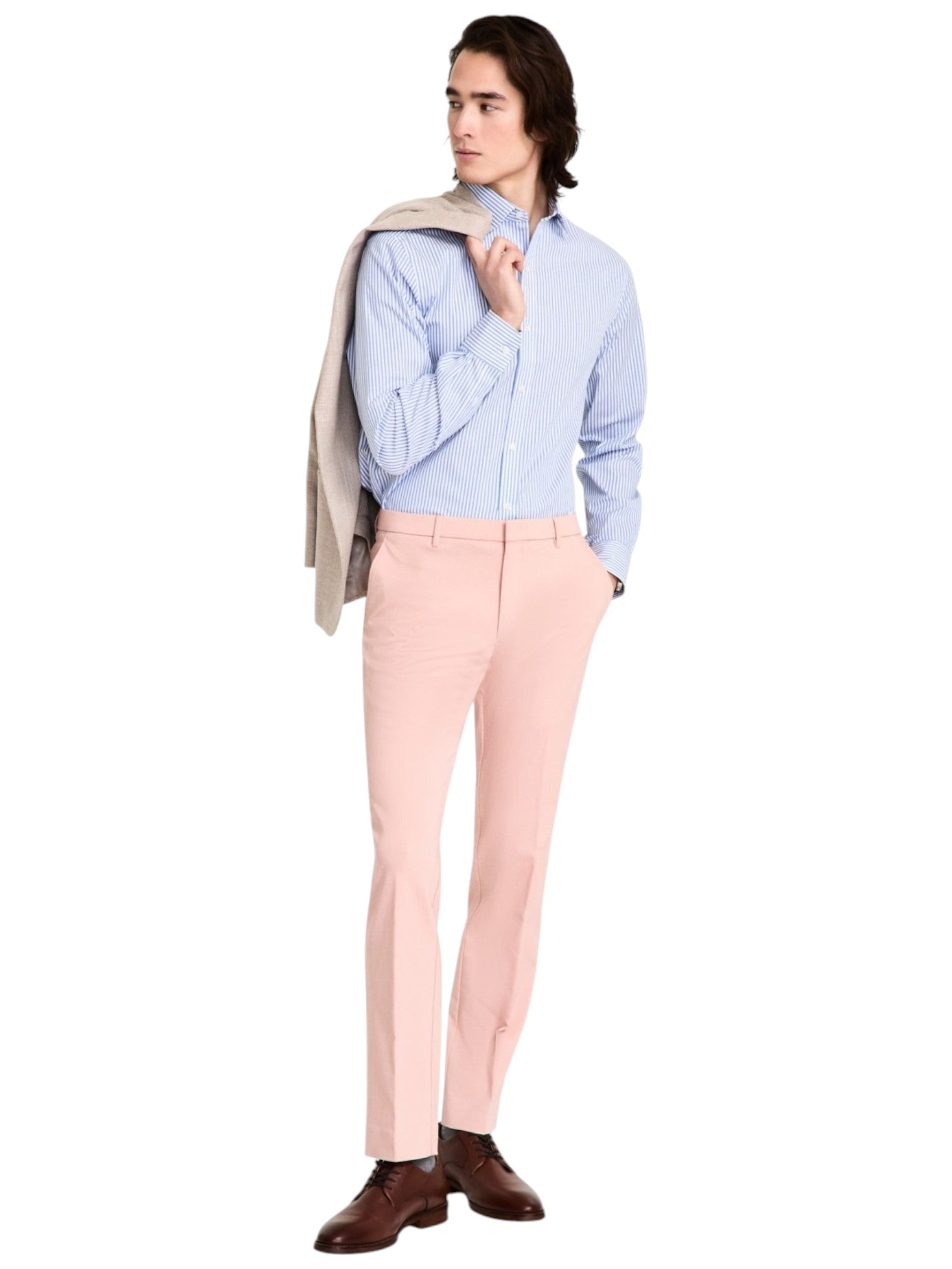 Tommy Hilfiger Mens Modern fit Dress Pants 36 / 30 Coral Pink Solid Stretch