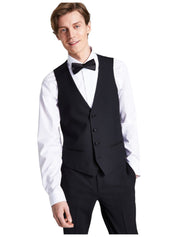 Bar Iii Mens Slim fit Button-Up Suit Vest Large Black Stretch