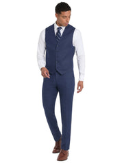 Tommy Hilfiger Mens Modern fit Button-Up Suit Vest Large Navy Blue Solid Linen