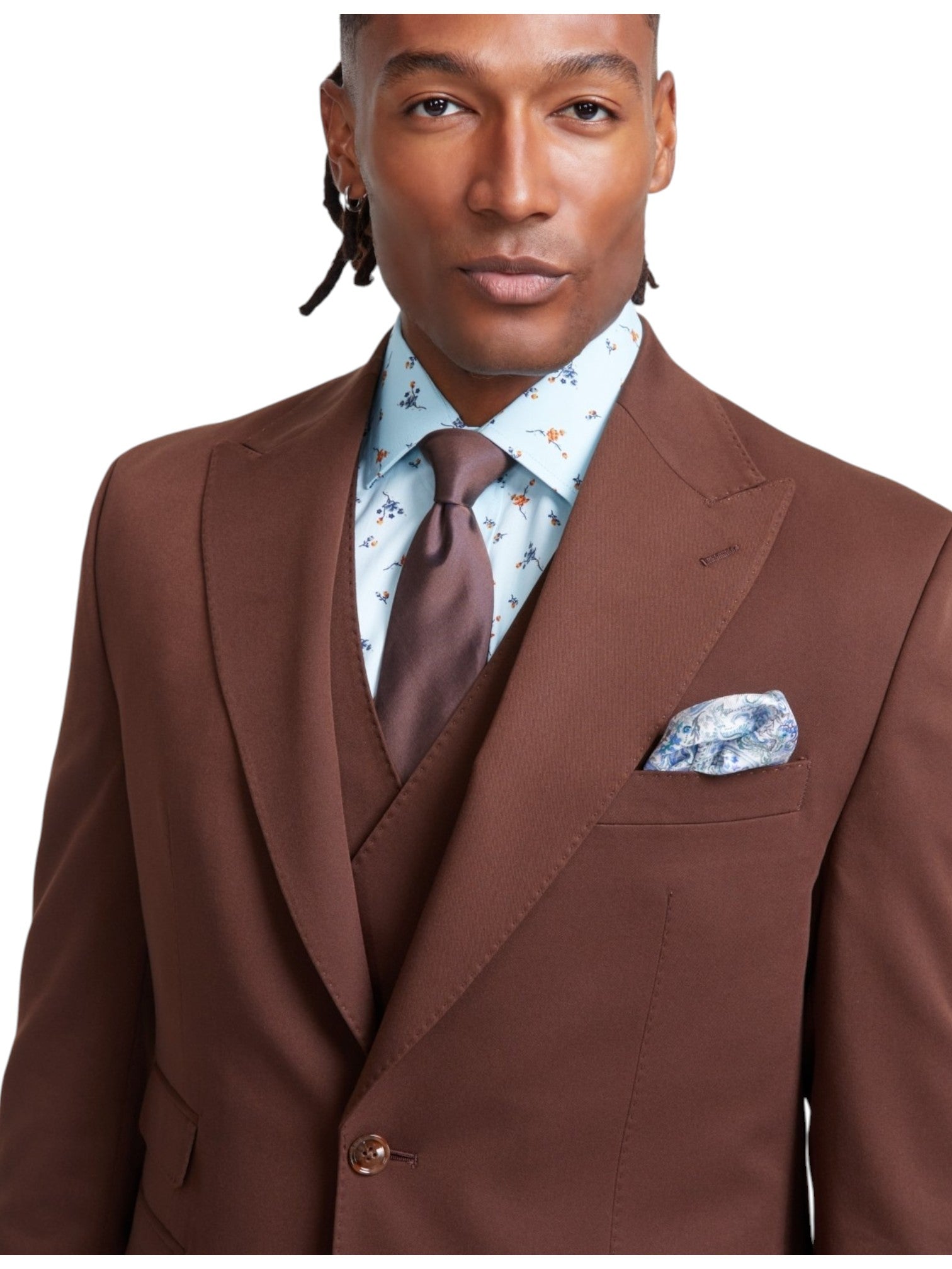 TAYION Mens Classic fit Suit Jacket Blazer 46 R Brown Solid