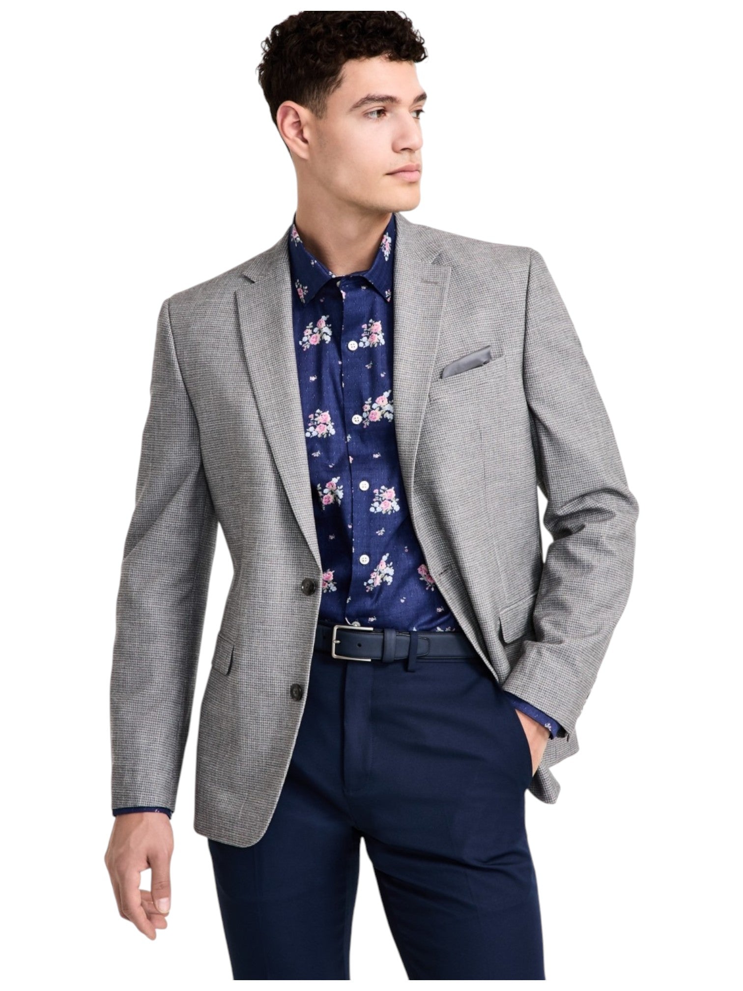 Bar Iii Mens Slim fit Sport Coat Blazer 40 R Grey Check