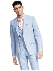 Bar Iii Mens Slim fit Suit Jacket Blazer 42 S Light Blue Solid Linen