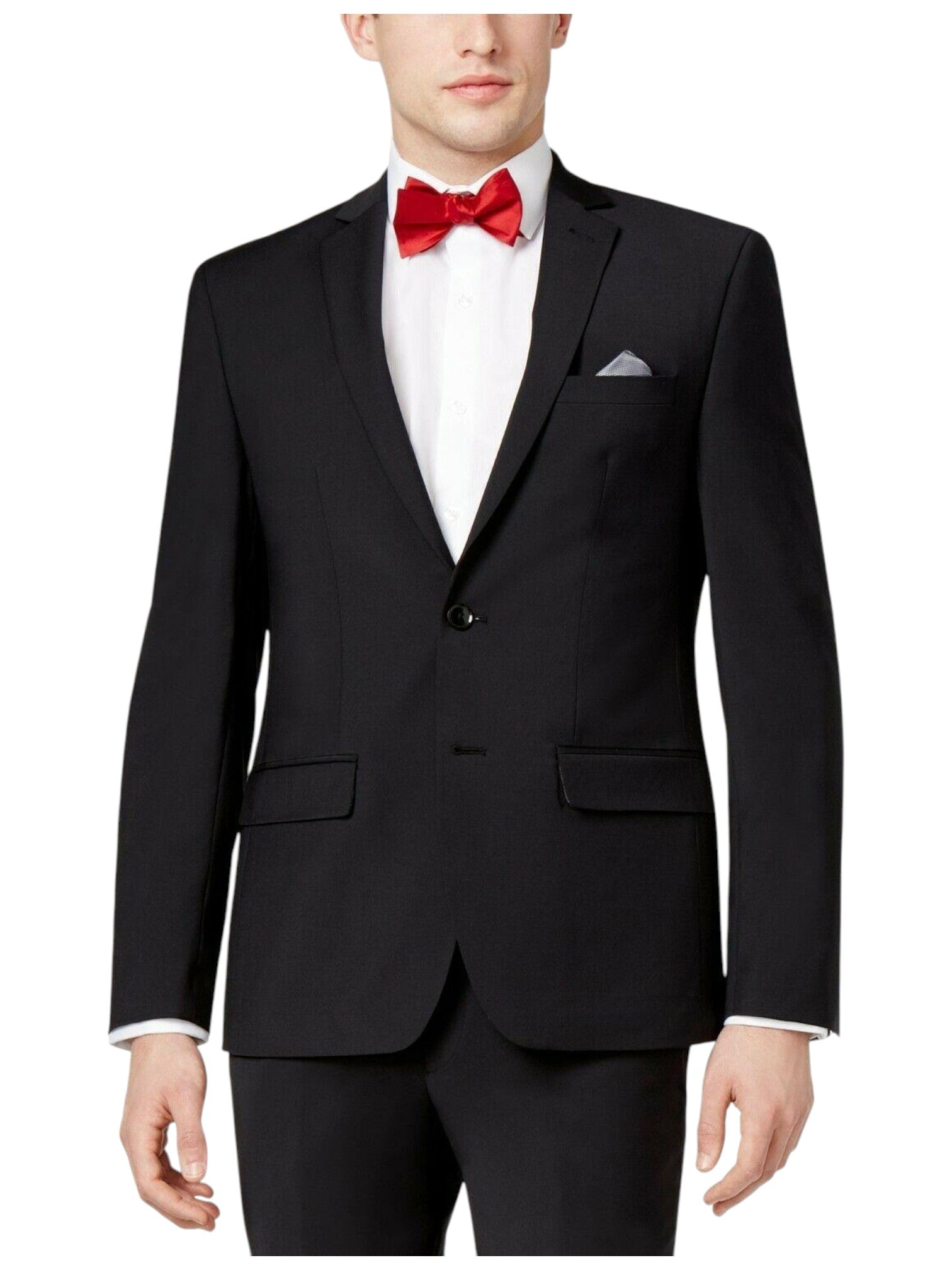 Bar Iii Mens Skinny fit Suit Jacket Blazer 36 R Black Solid Wool
