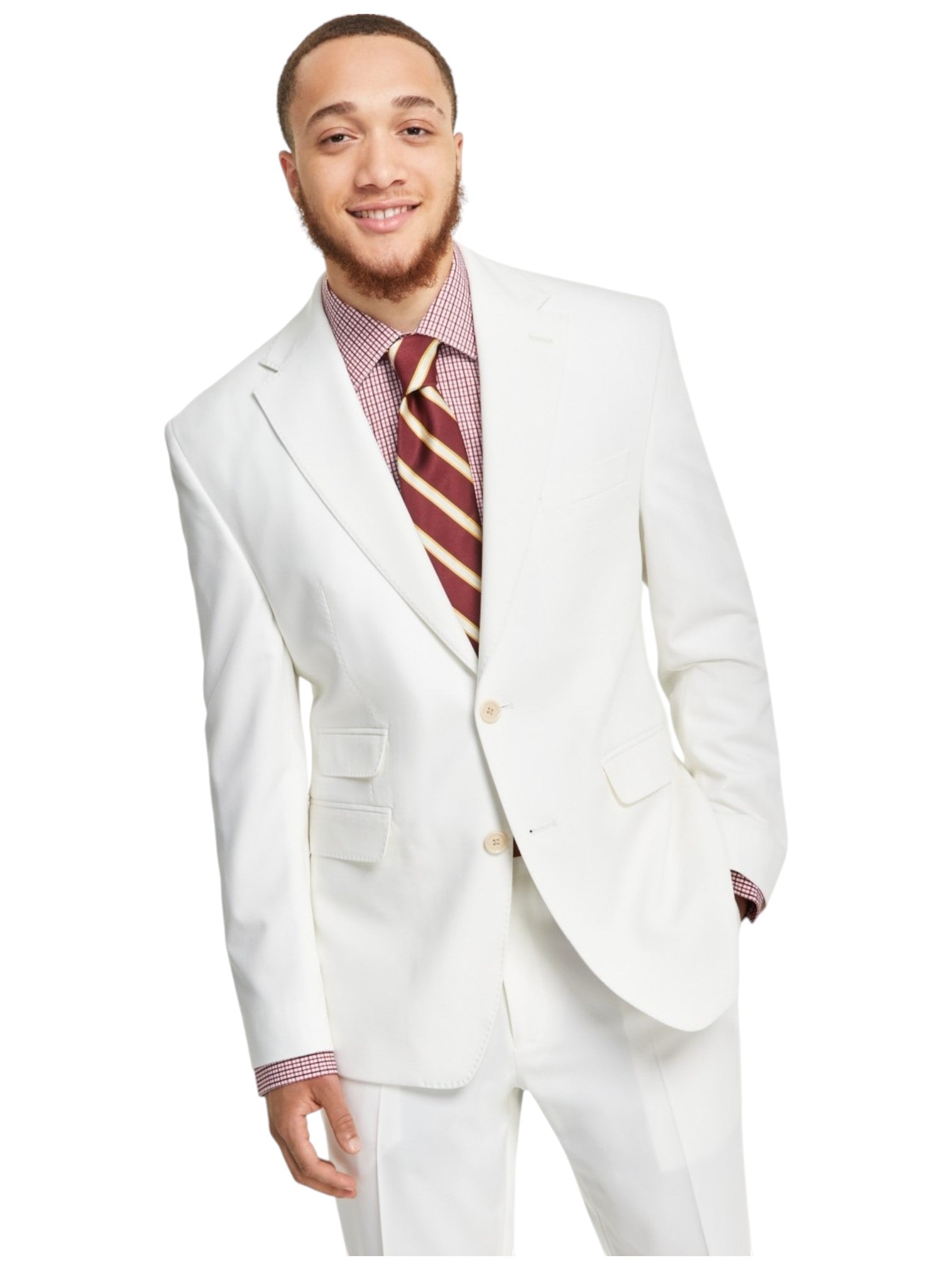 Tayion Mens Regular fit Suit Jacket Blazer 42 R White Solid