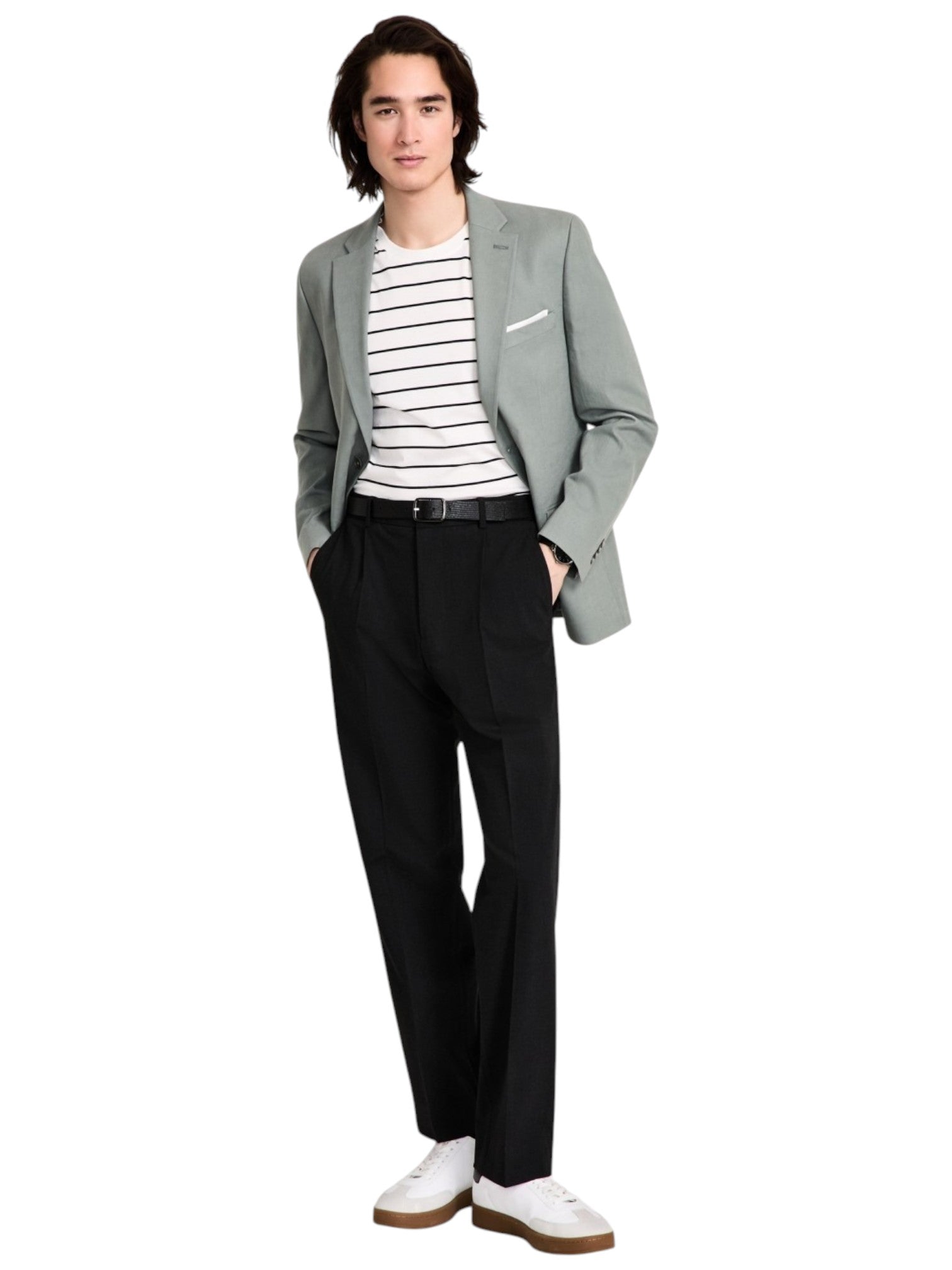 Tommy Hilfiger Mens Modern fit Sport Coat Blazer 46 R Green Solid Linen