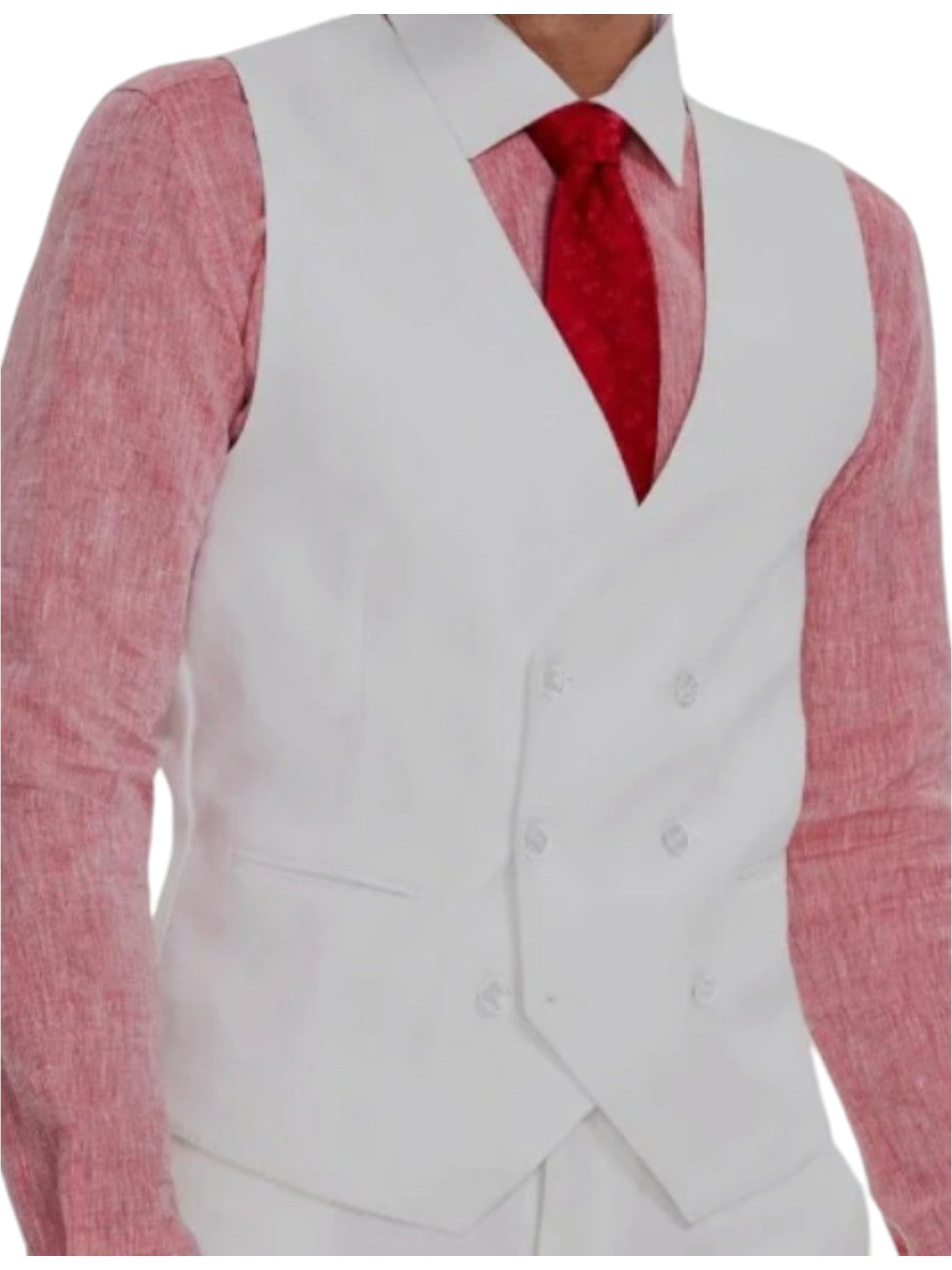 Tayion Mens Classic fit Double Breasted Button-Up Suit Vest XL White Herringbone