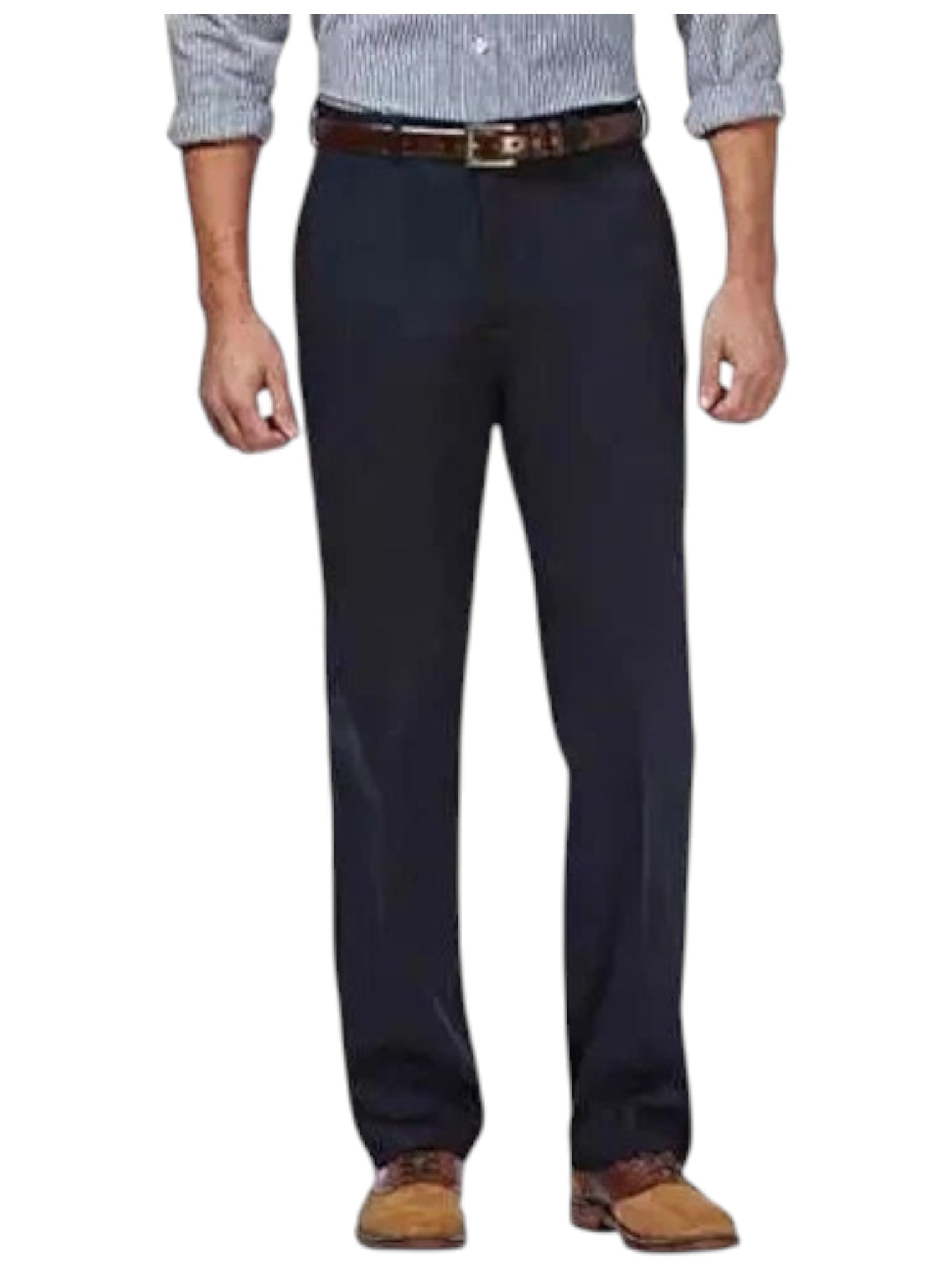 Haggar Mens Classic fit Dress Pants 34 / 29 Navy Blue Solid Stretch
