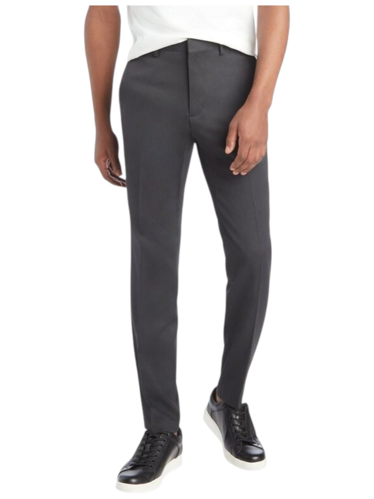 Kenneth Cole Mens Slim fit Dress Pants 34 / 30 Charcoal Grey Solid Stretch