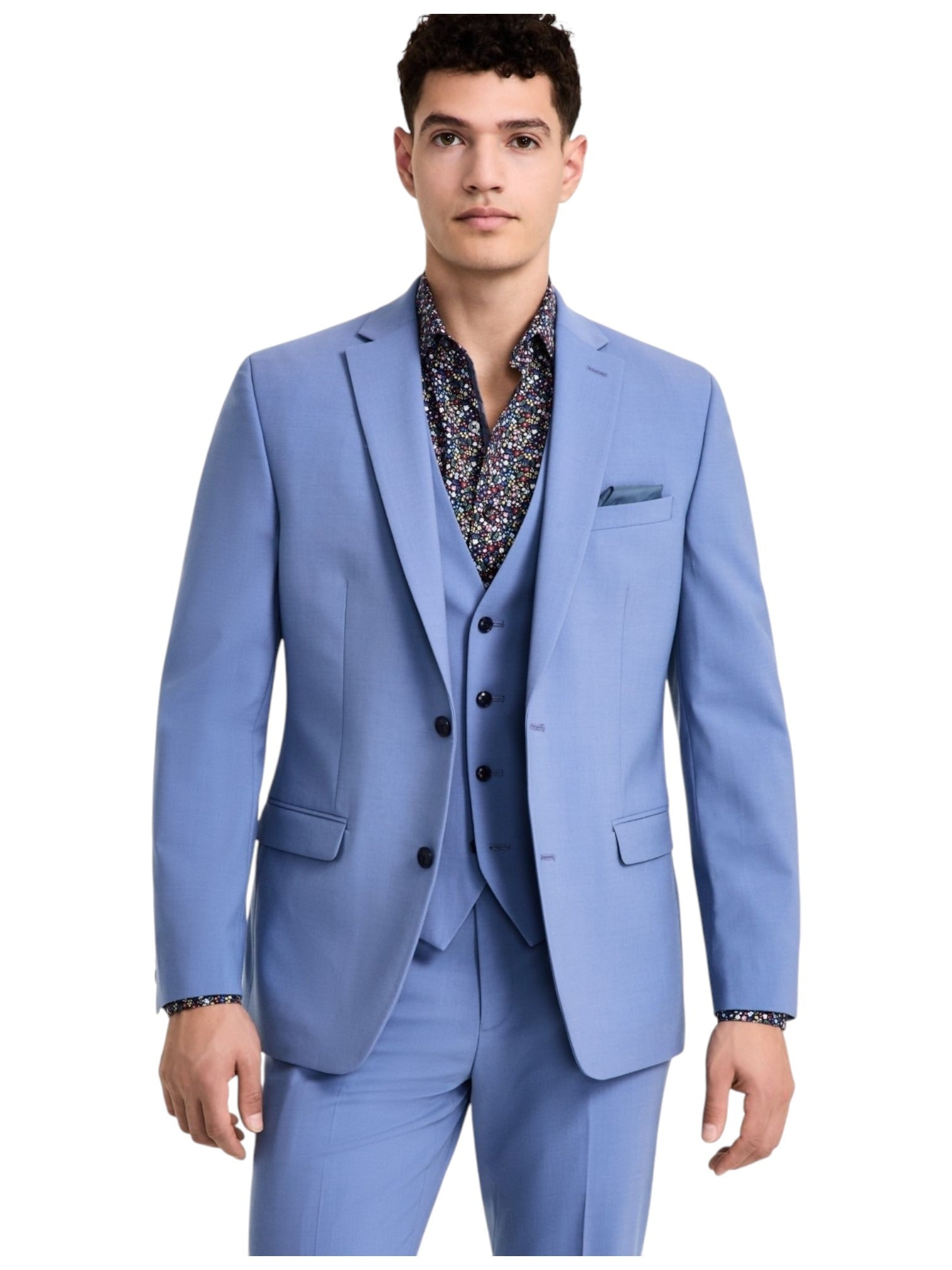 Bar Iii Mens Slim fit Suit Jacket Blazer 40 L Periwinkle Blue Solid Stretch