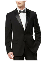 Calvin Klein Mens Slim fit Tuxedo Jacket Blazer 42 R Black Solid Stretch