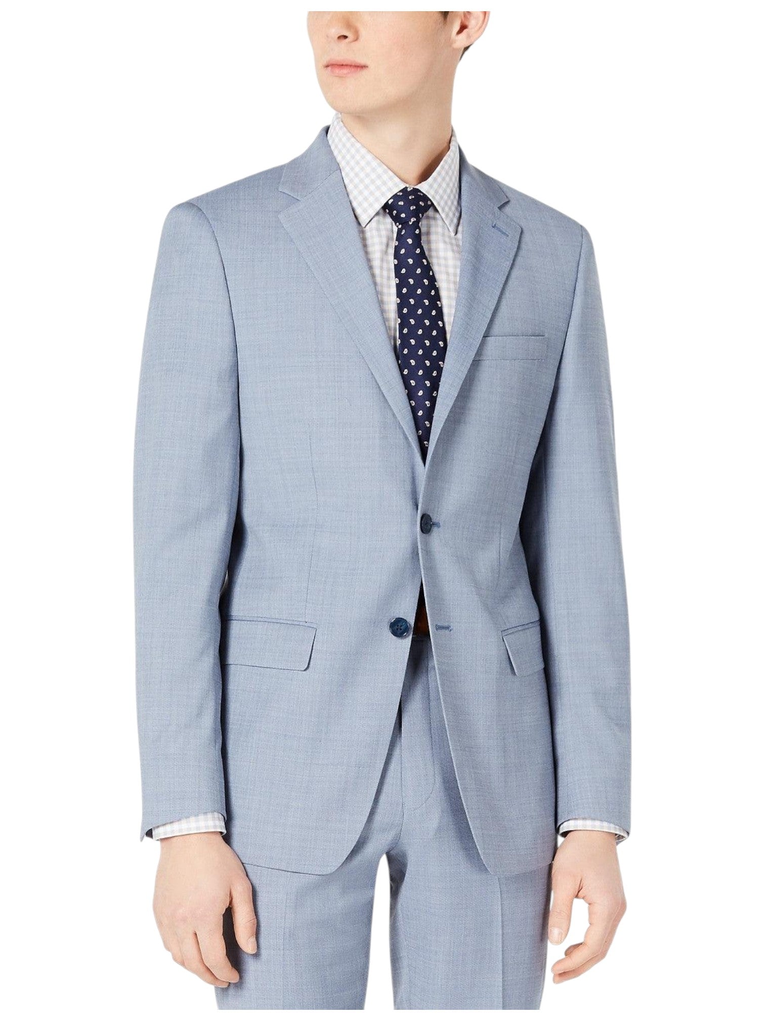 Calvin Klein Mens Slim fit Suit Jacket Blazer 46 R Powder Blue Solid Stretch