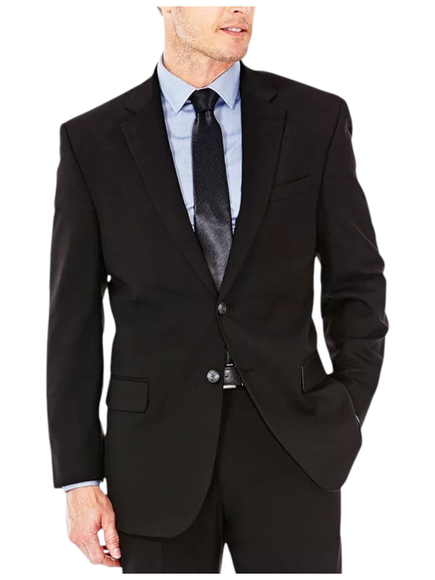 Haggar Mens Classic fit Suit Jacket Blazer 50 R Black Solid Stretch