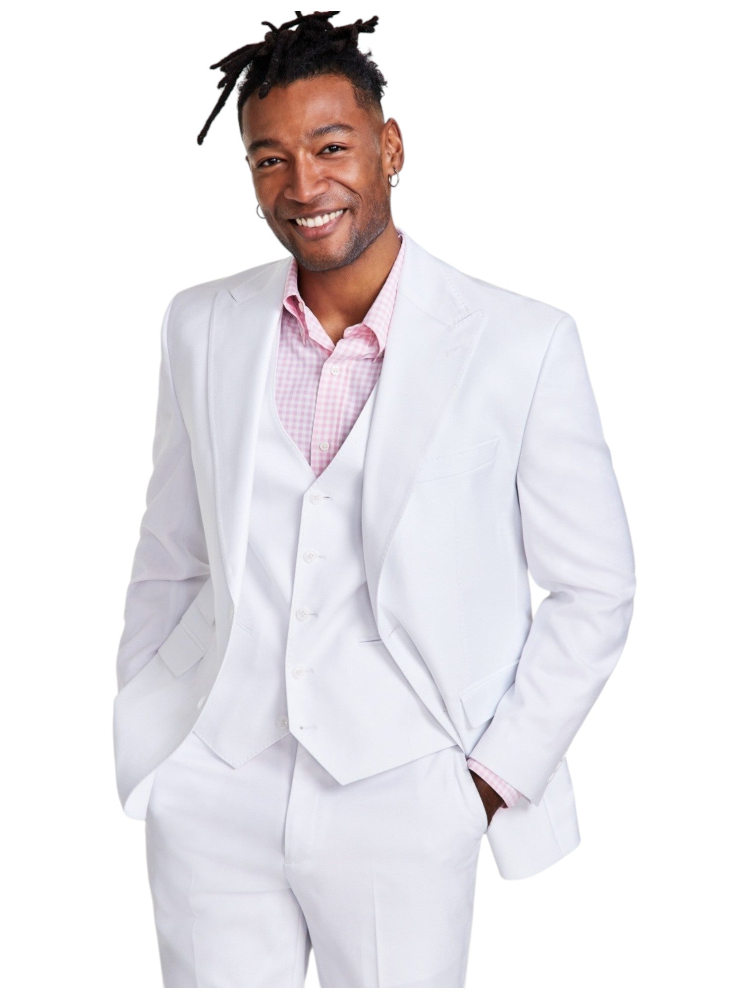 Tayion Mens Classic fit Suit Jacket Blazer 50 R White Solid