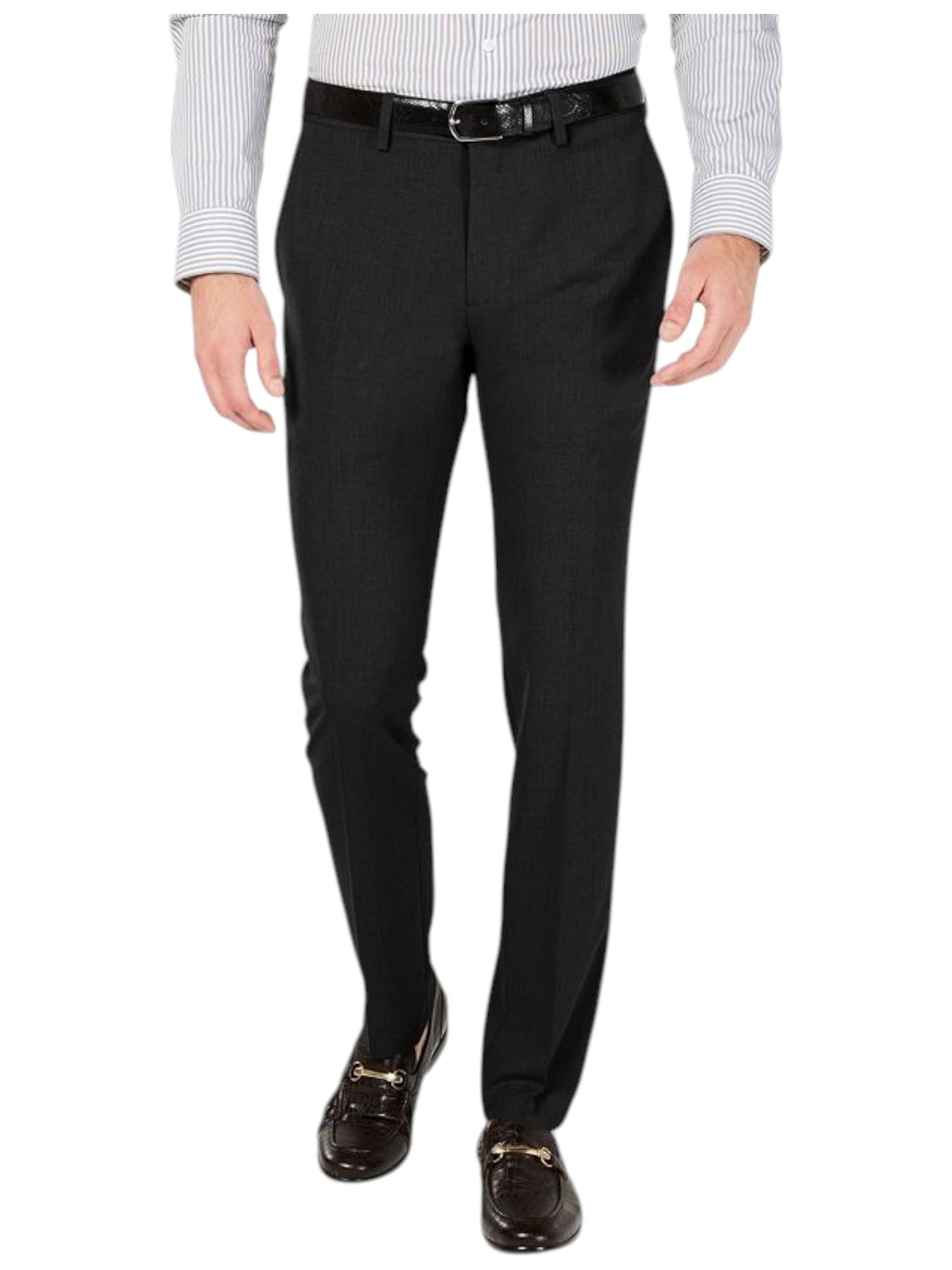 Kenneth Cole Mens Skinny fit Dress Pants 31 / 30 Black Solid Stretch