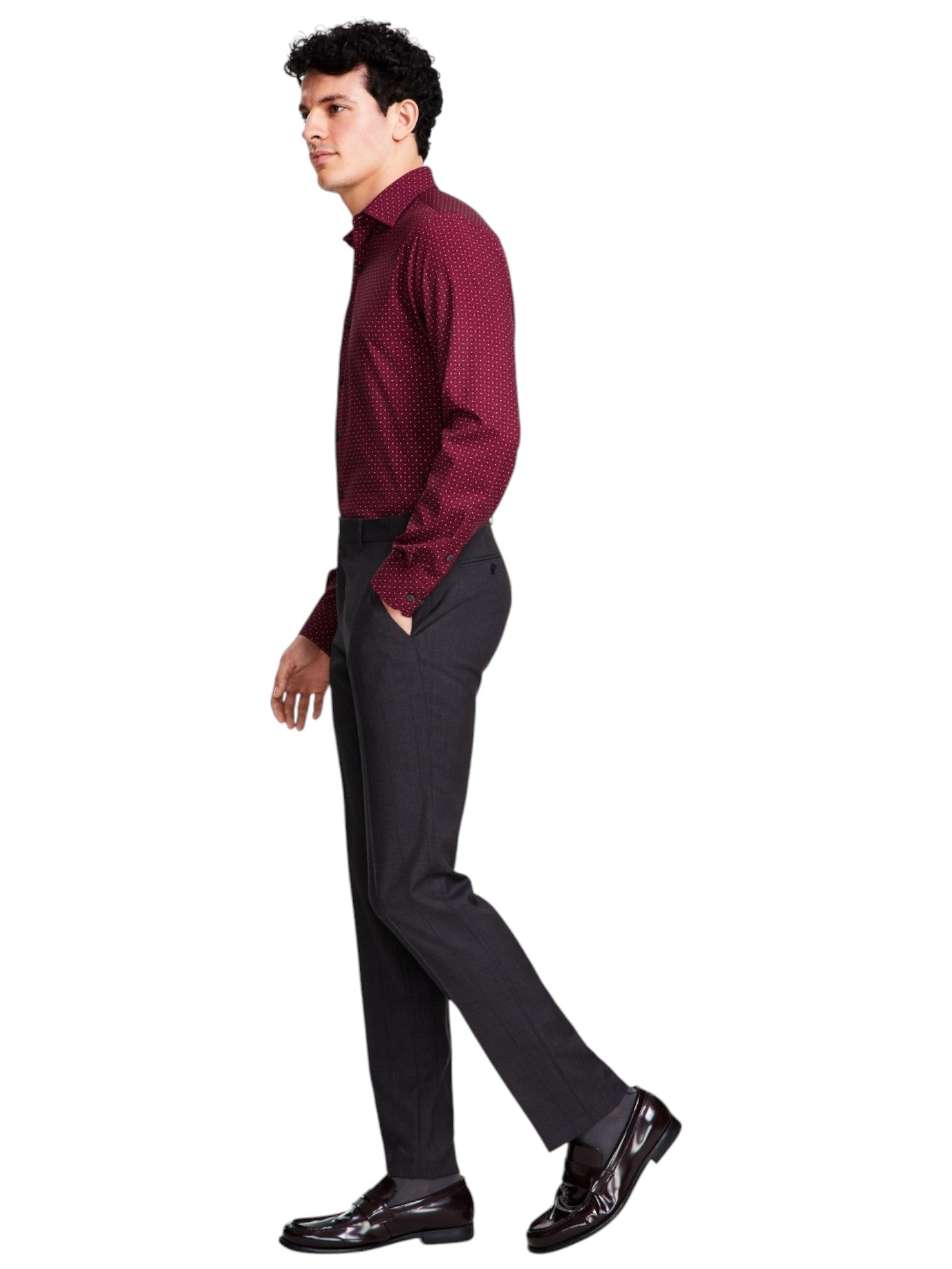 Alfani Mens Slim fit Dress Pants 29 / 30 Charcoal Grey Check Stretch