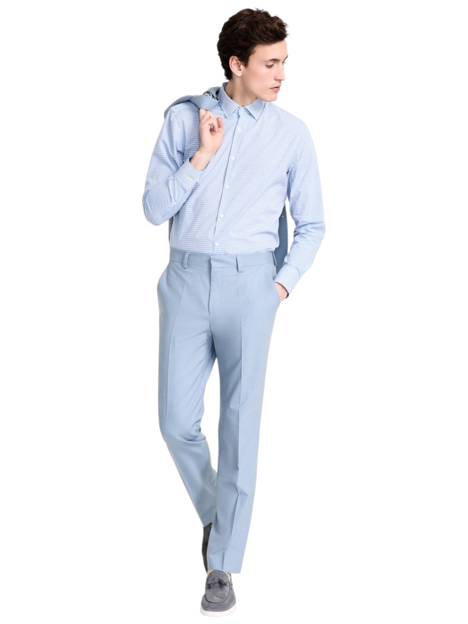 Hugo Boss Mens Modern fit Dress Pants 34 / 32 Light Blue Solid