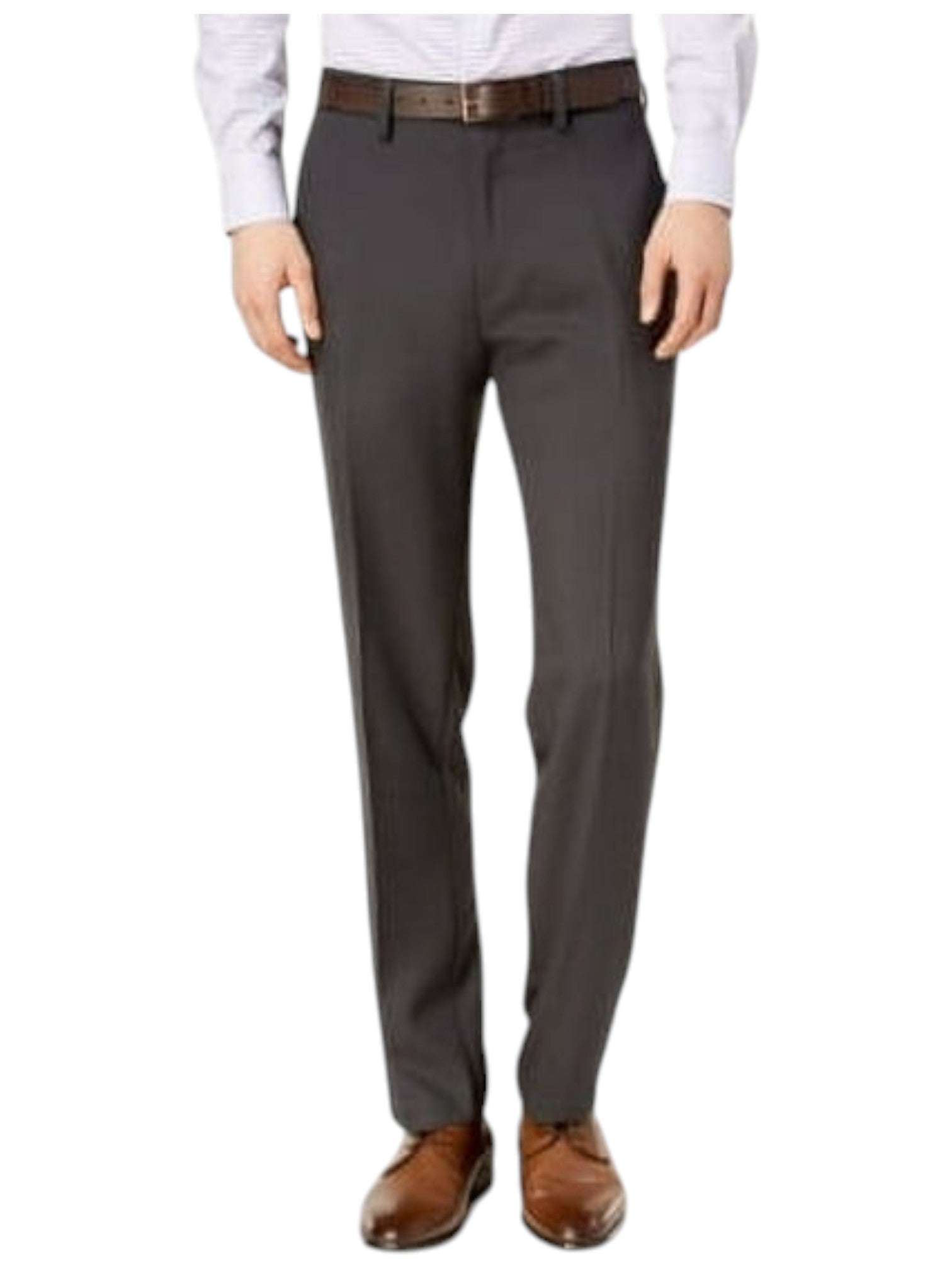 Kenneth Cole Mens Modern fit Dress Pants 33 / 30 Charcoal Grey Check Stretch