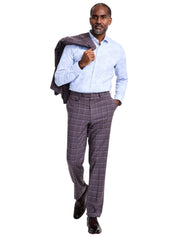 Tayion Mens Regular fit Dress Pants 40 / 32 Purple Plaid