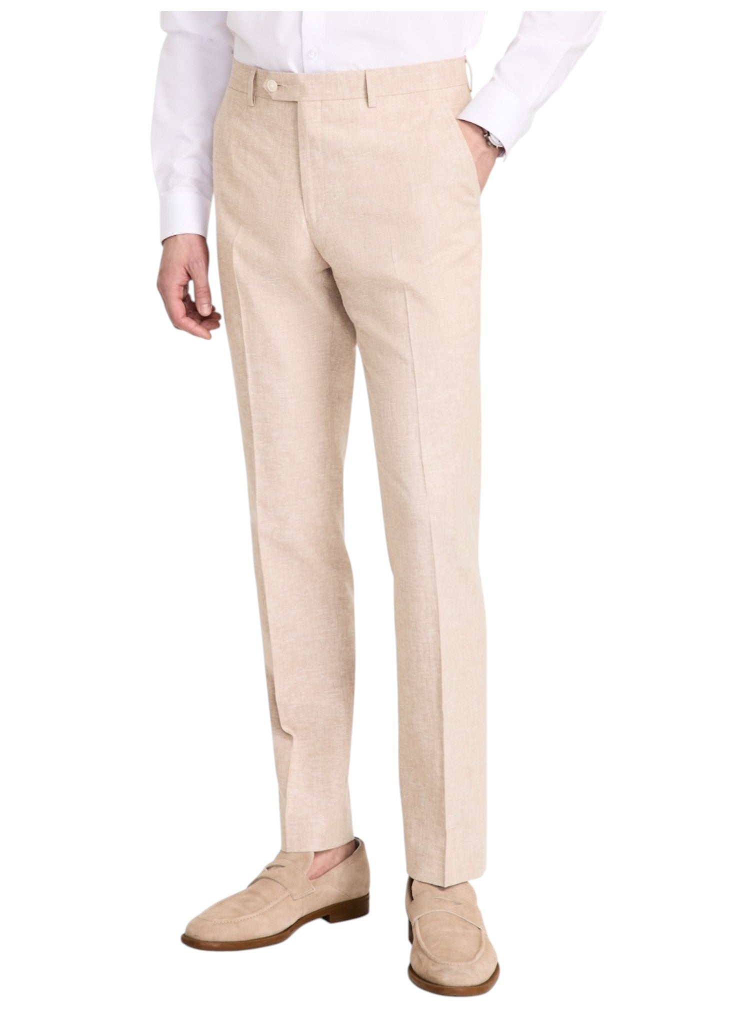 Tommy Hilfiger Mens Modern fit  Linen Cotton Dress Pants 46 / 32 Beige Solid