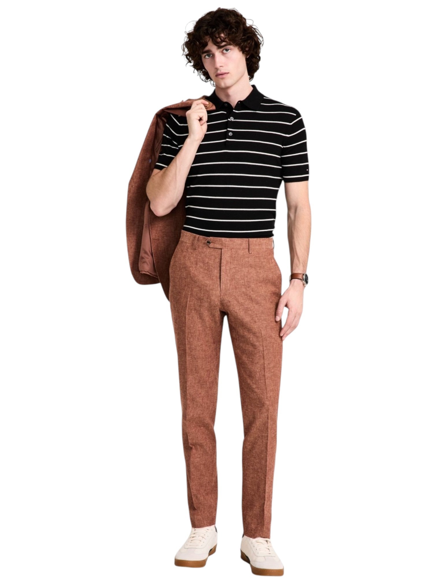 Tommy Hilfiger Mens Modern fit Dress Pants 34 / 34 Rust Brown Solid Stretch
