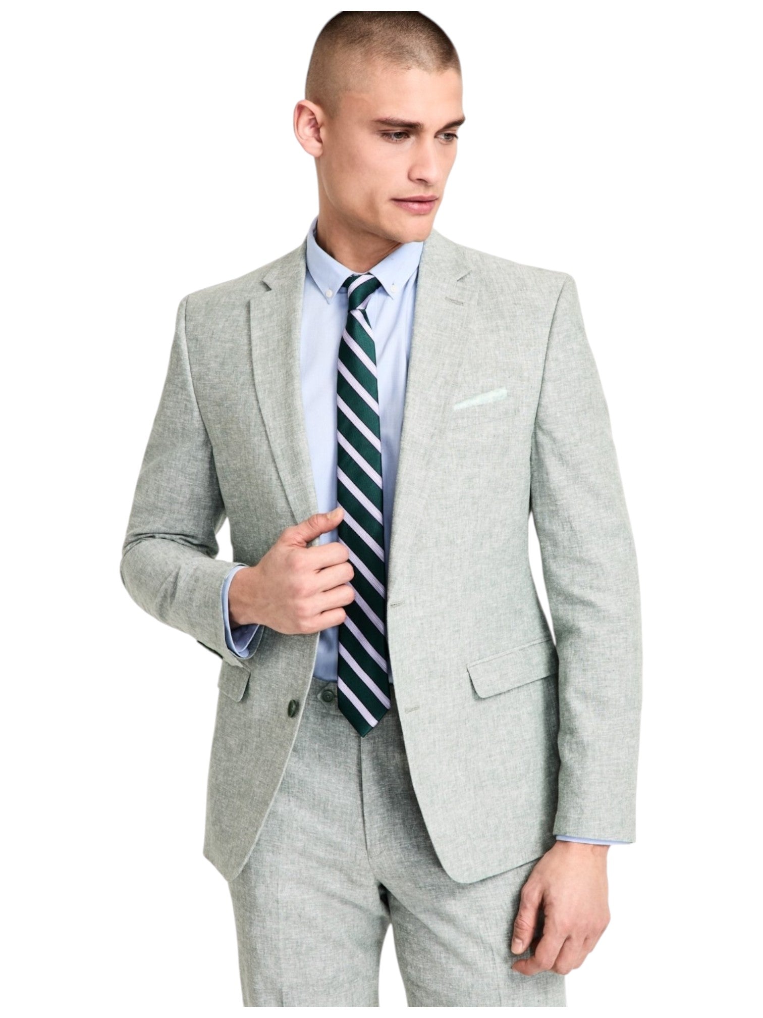Bar Iii Mens Slim fit Suit Jacket Blazer 38 S Sage Green Solid Linen