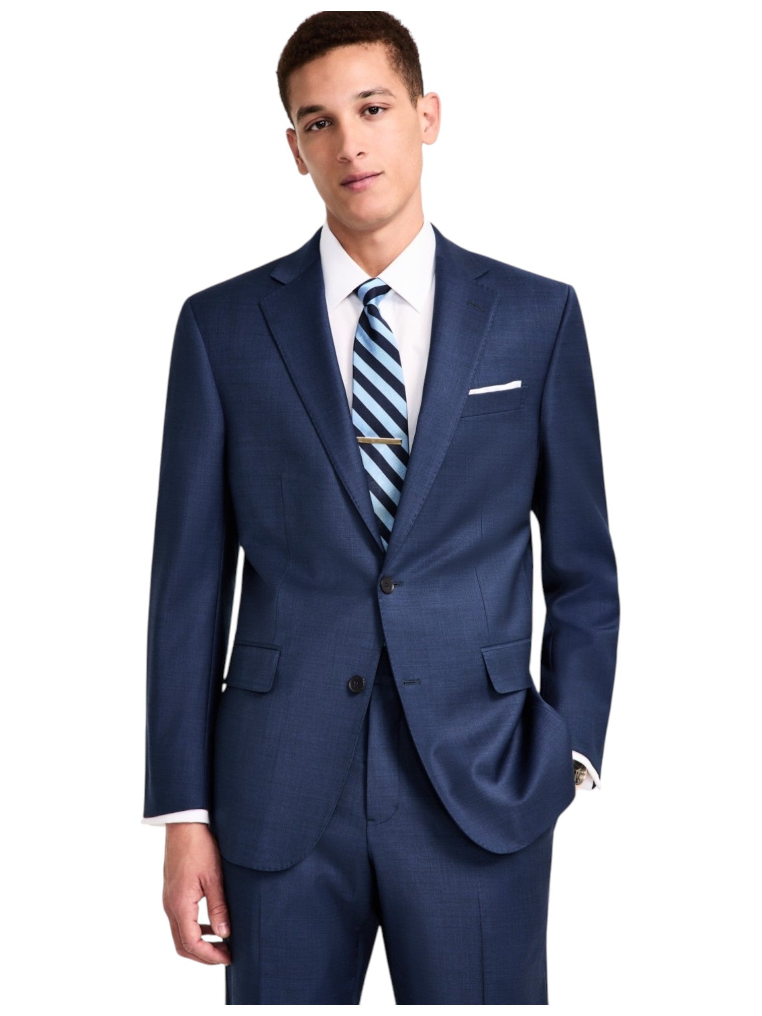 Brooks Brothers Mens Classic fit Suit Jacket Blazer 46 R Navy Blue Solid Stretch