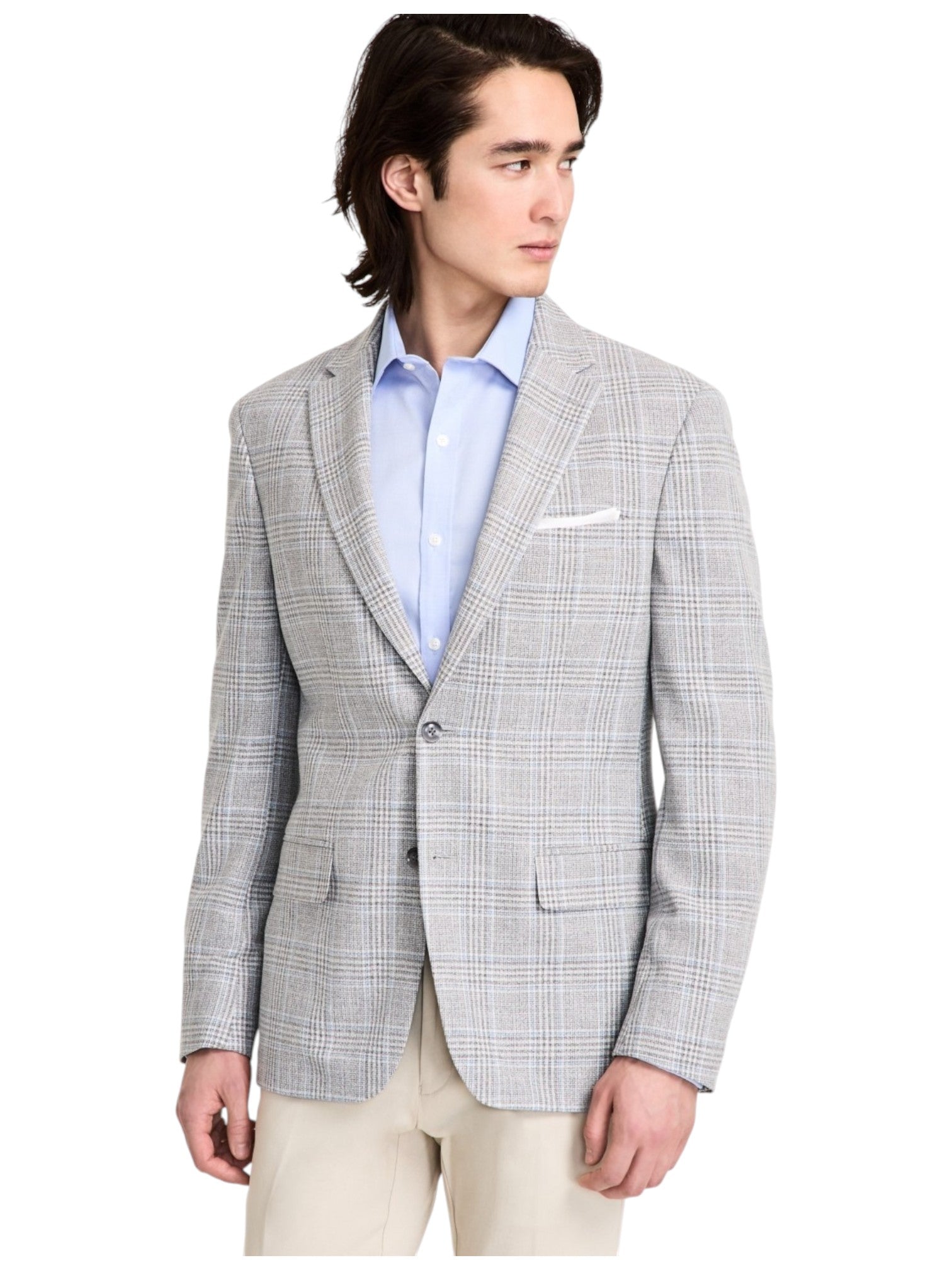 Tommy Hilfiger Mens Modern fit Sport Coat Blazer 38 R Light Grey Check Stretch
