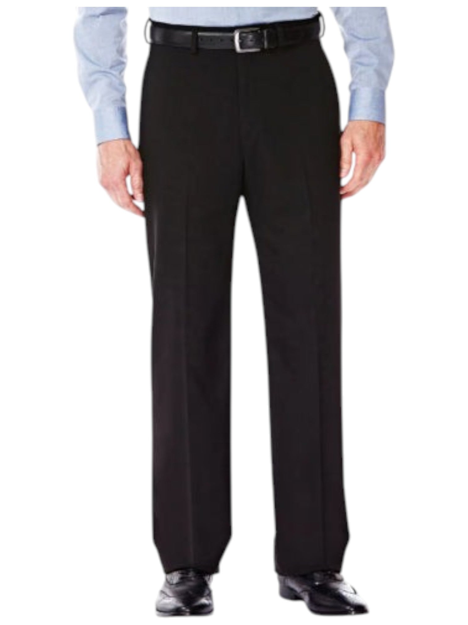 Haggar Mens Classic fit Dress Pants 34 / 32 Black Solid Stretch