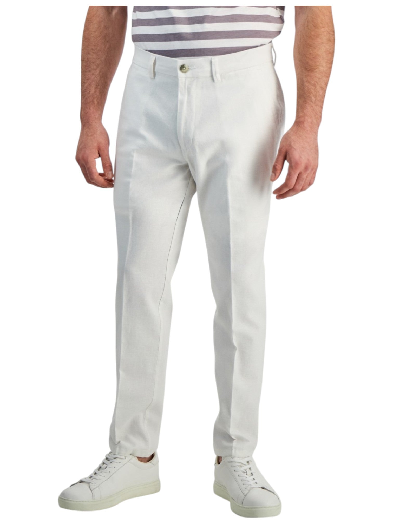 Kenneth Cole Mens Slim fit Dress Pants 38 / 32 White Solid Stretch