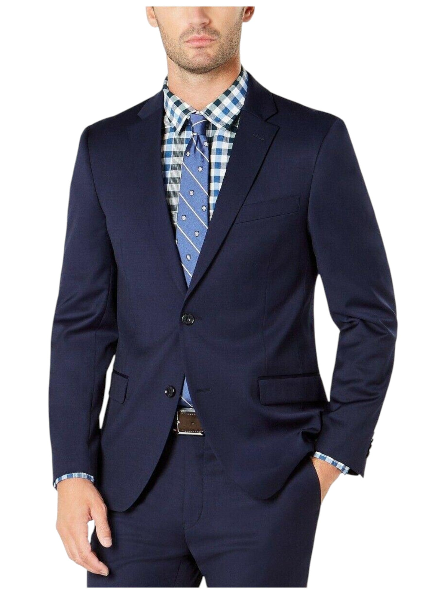 Tommy Hilfiger Mens Modern fit Suit Jacket Blazer 42 R Navy Blue Solid Stretch